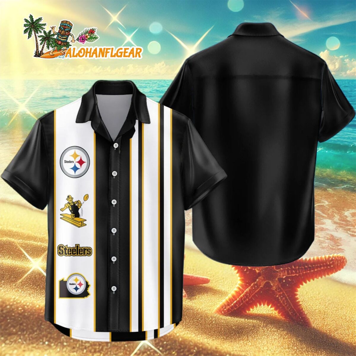 Pittsburgh Steelers Hawaiian Shirt Classic Color Contrast 3