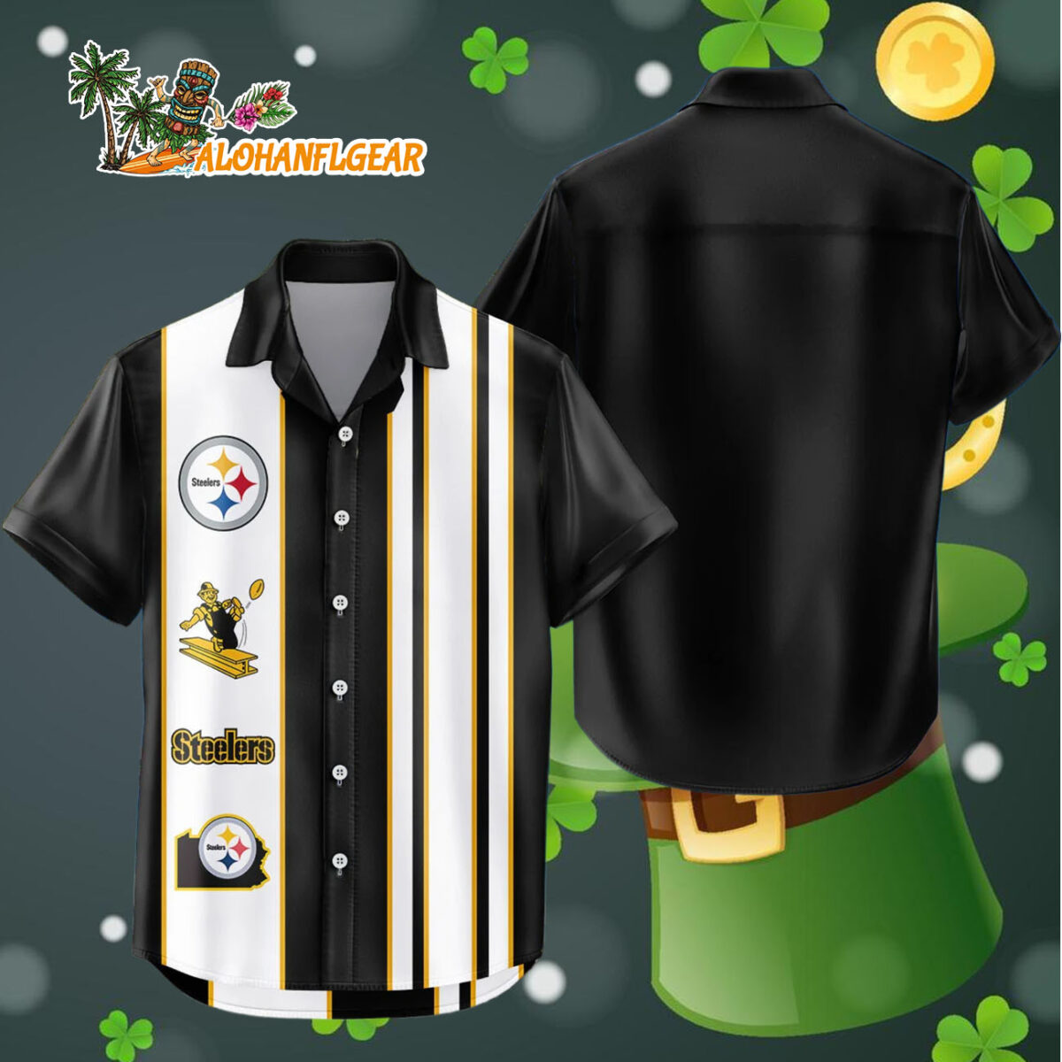 Pittsburgh Steelers Hawaiian Shirt Classic Color Contrast 4