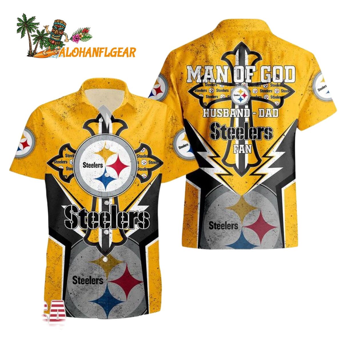 Pittsburgh Steelers Man Of God Gift For Fathers Day Hawaiian Shirt Pittsburgh Steelers Aloha Shirt 1