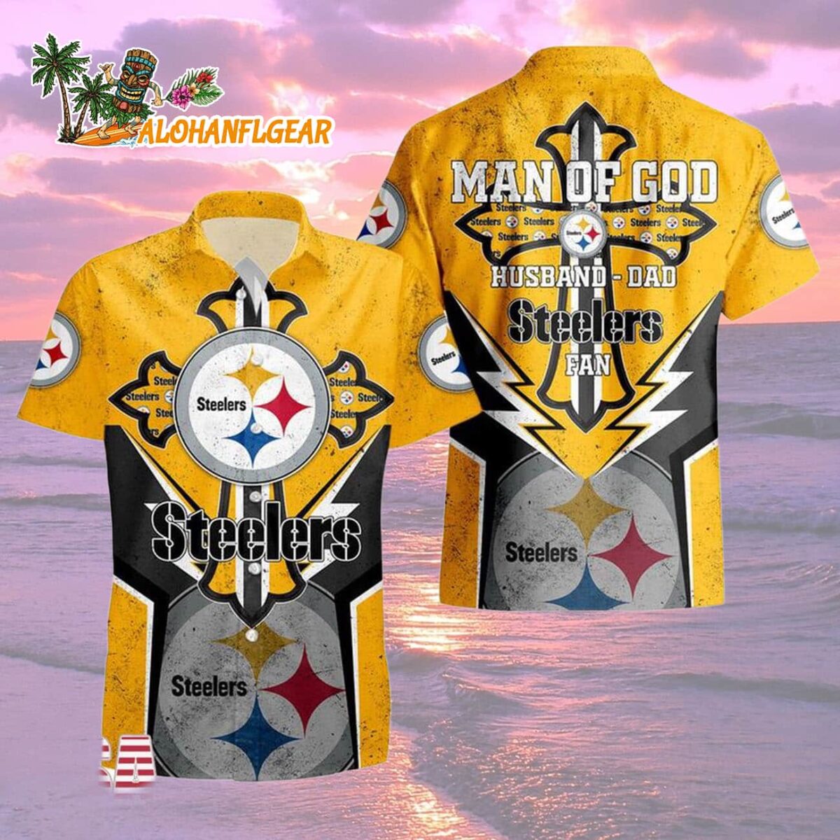 Pittsburgh Steelers Man Of God Gift For Fathers Day Hawaiian Shirt, Pittsburgh Steelers Aloha Shirt 1 Pittsburgh Steelers Man Of God Gift For Fathers Day Hawaiian Shirt Pittsburgh Steelers Aloha Shirt 2