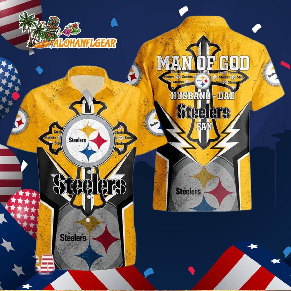 Pittsburgh Steelers Man Of God Gift For Fathers Day Hawaiian Shirt, Pittsburgh Steelers Aloha Shirt 2 Pittsburgh Steelers Man Of God Gift For Fathers Day Hawaiian Shirt Pittsburgh Steelers Aloha Shirt 3