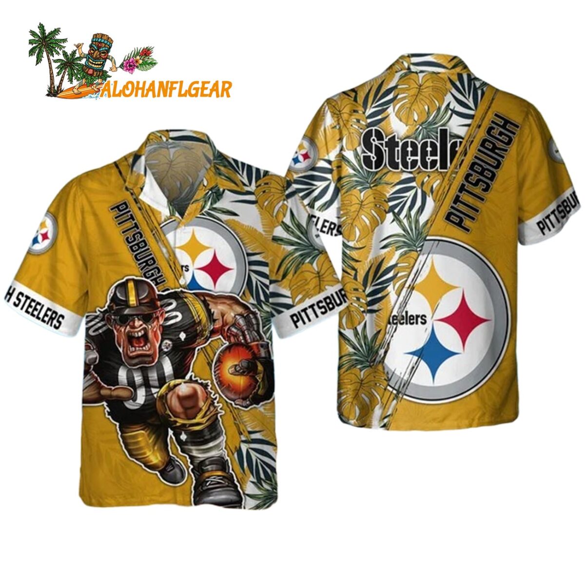 Pittsburgh Steelers Mascot Summer Hawaiian Shirt Pittsburgh Steelers Aloha Shirt 1