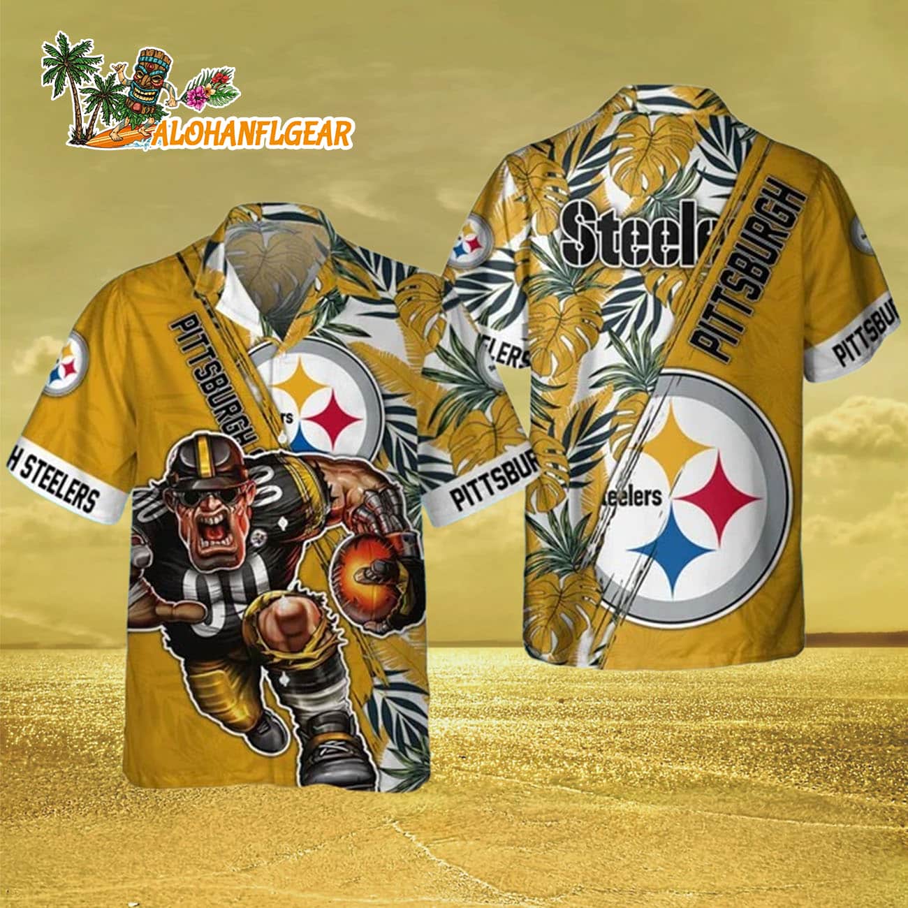 Pittsburgh Steelers Mascot Summer Hawaiian Shirt, Pittsburgh Steelers Aloha Shirt Pittsburgh Steelers Mascot Summer Hawaiian Shirt, Pittsburgh Steelers Aloha Shirt
