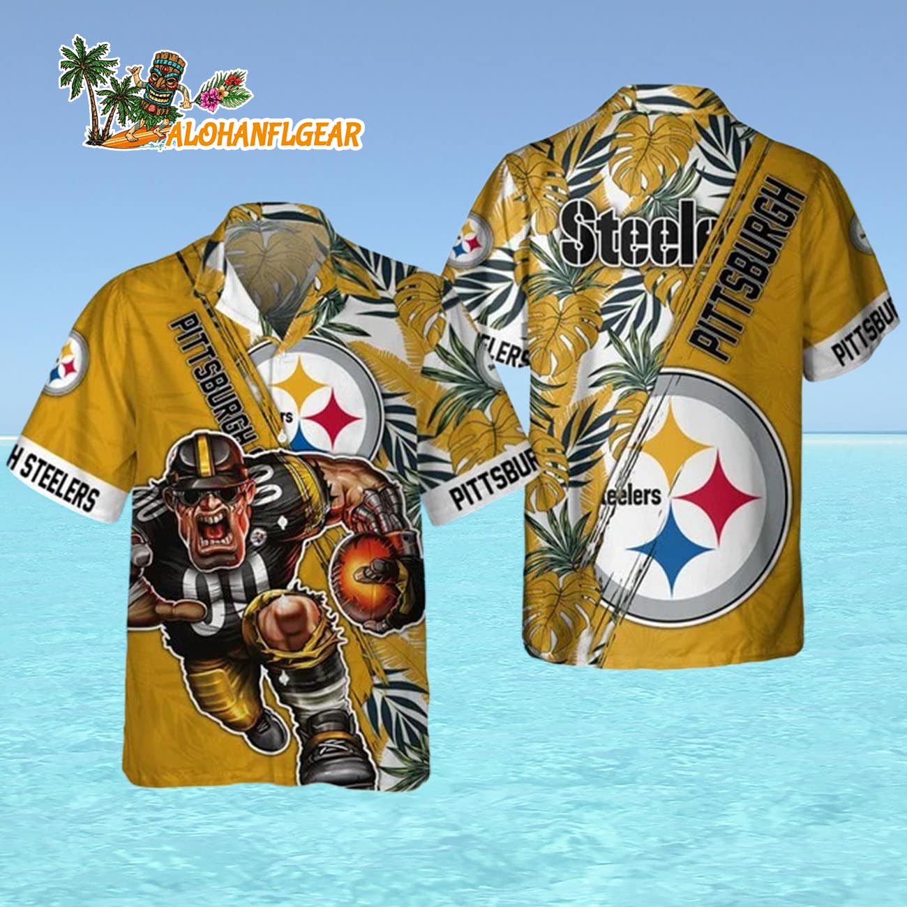 Pittsburgh Steelers Mascot Summer Hawaiian Shirt, Pittsburgh Steelers Aloha Shirt Pittsburgh Steelers Mascot Summer Hawaiian Shirt, Pittsburgh Steelers Aloha Shirt