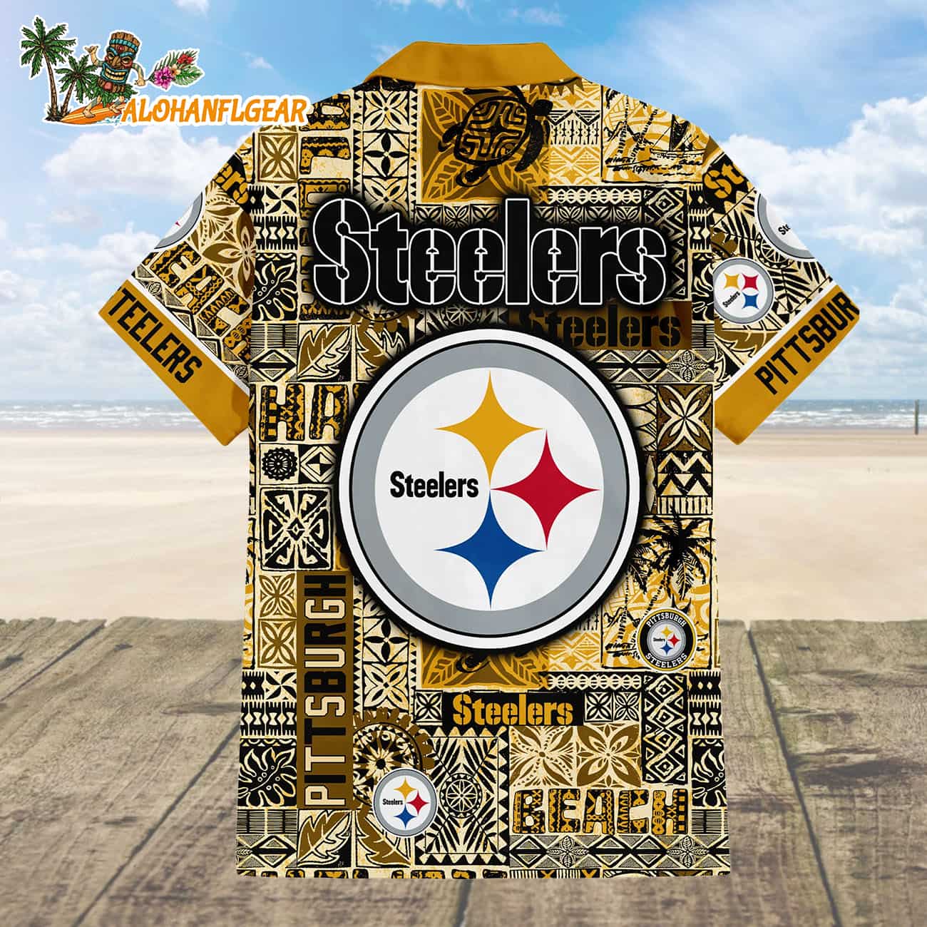 Pittsburgh Steelers Tapa Patterns Hawaiian Shirt, NFL Aloha Shirt Pittsburgh Steelers Tapa Patterns Hawaiian Shirt, NFL Aloha Shirt