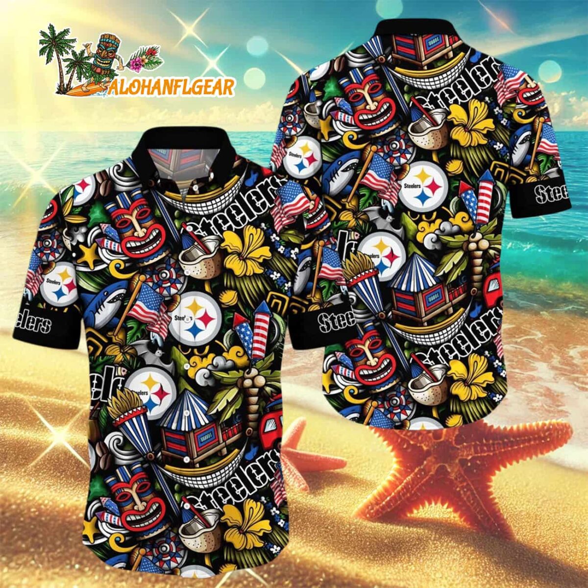 Pittsburgh Steelers Tiki Me Off Hawaiian Shirt Pittsburgh Steelers Aloha Shirt 3