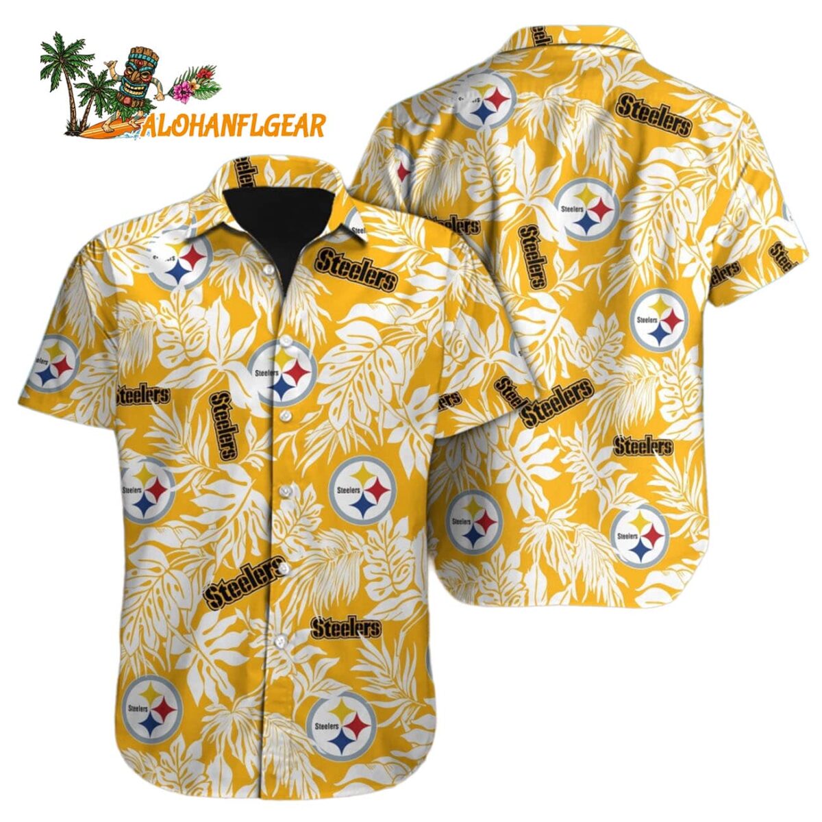 Pittsburgh Steelers Tropical Leafs Designs Hawaiian Shirt Pittsburgh Steelers Aloha Shirt 1