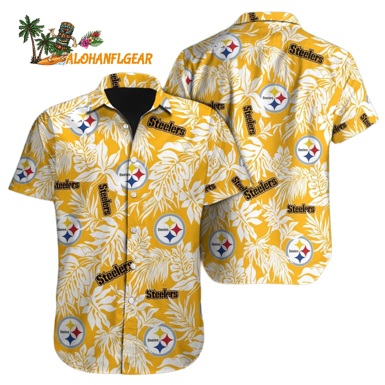 Pittsburgh Steelers Tropical Leafs Designs Hawaiian Shirt, Pittsburgh Steelers Aloha Shirt Pittsburgh Steelers Tropical Leafs Designs Hawaiian Shirt, Pittsburgh Steelers Aloha Shirt