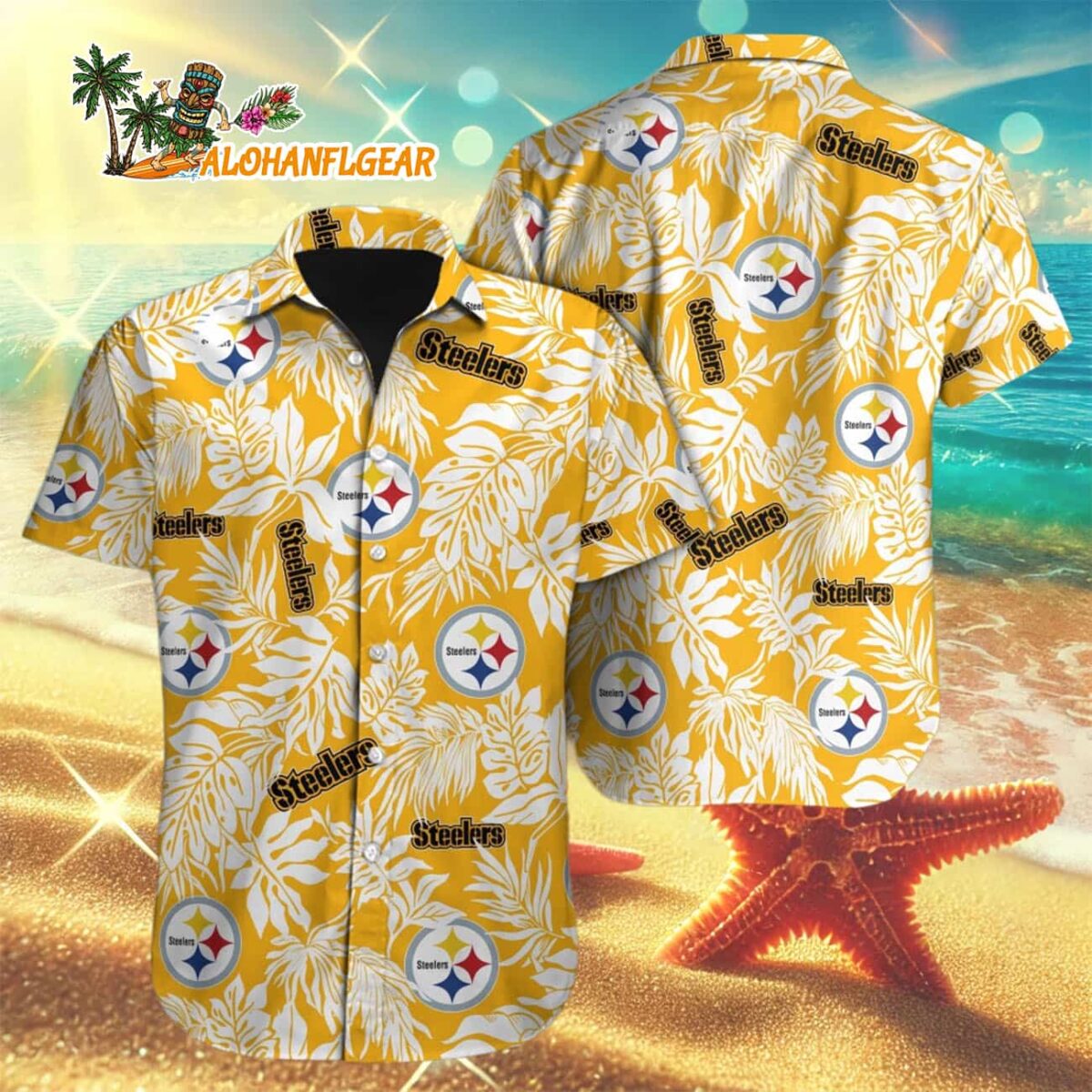 Pittsburgh Steelers Tropical Leafs Designs Hawaiian Shirt Pittsburgh Steelers Aloha Shirt 3