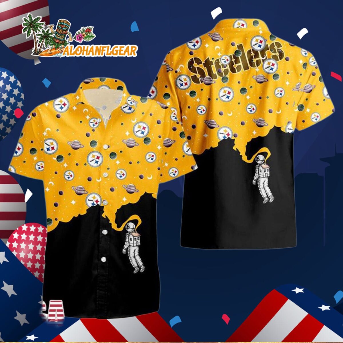 Pittsburgh Steelers Universal Astronaut Pattern Hawaiian Shirt, Pittsburgh Steelers Aloha Shirt 2 Pittsburgh Steelers Universal Astronaut Pattern Hawaiian Shirt Pittsburgh Steelers Aloha Shirt 3