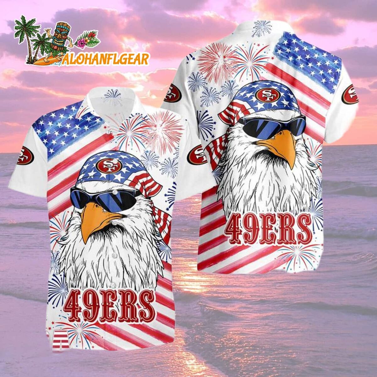 San Francisco 49ers American Eagle Emblem Hawaiian Shirt San Francisco 49ers Aloha Shirt 2