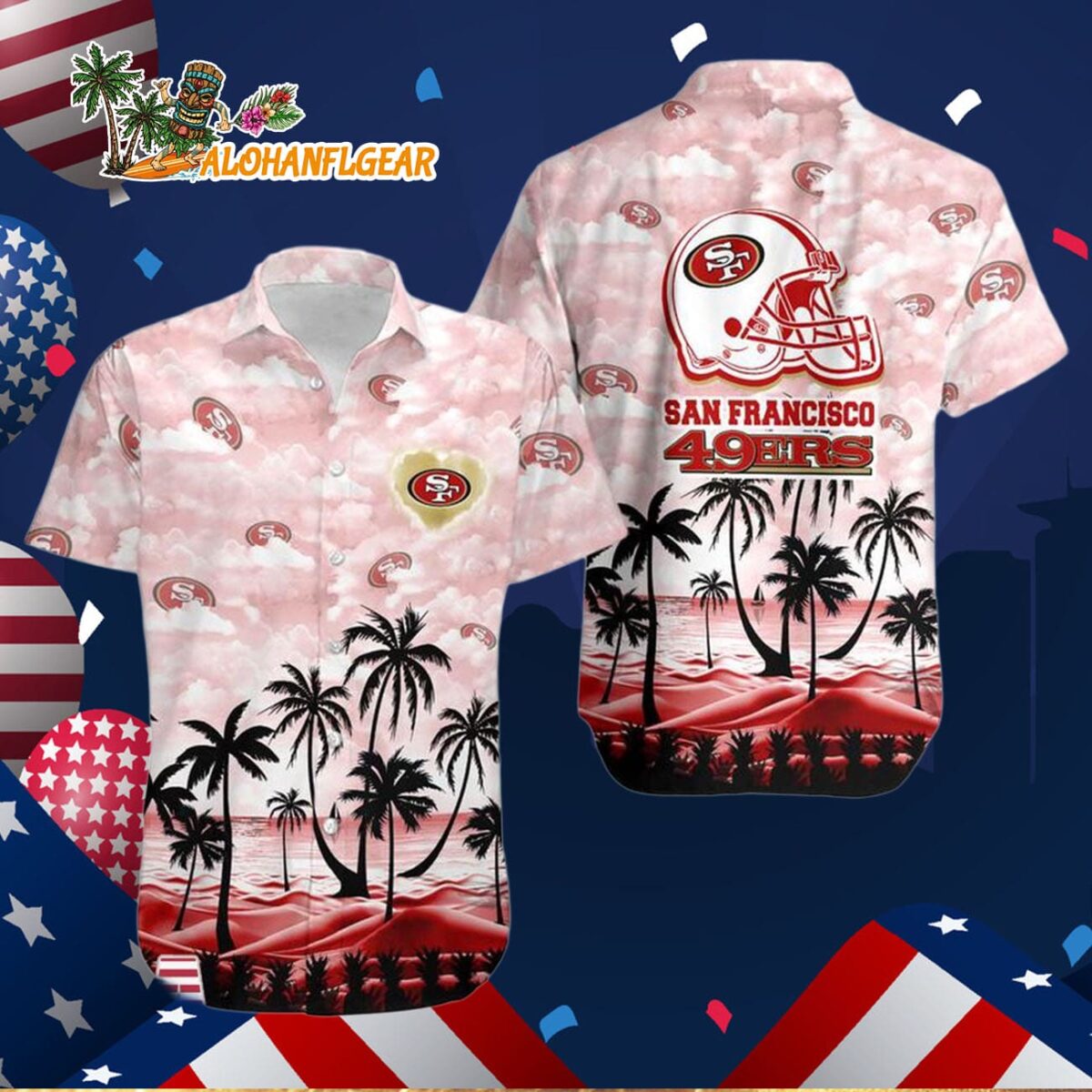 San Francisco 49ers Coconut Palms Limited Edition Hawaiian Shirt, San Francisco 49ers Aloha Shirt 2 San Francisco 49ers Coconut Palms Limited Edition Hawaiian Shirt San Francisco 49ers Aloha Shirt 3