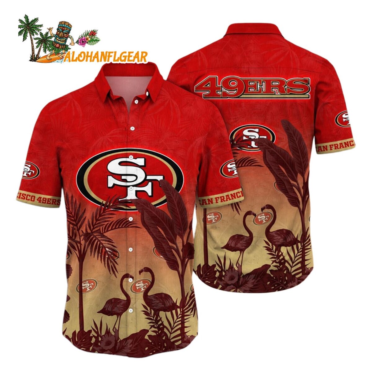 San Francisco 49ers Flamingo And Flower Funny Hawaiian Shirt San Francisco 49ers Aloha Shirt 1