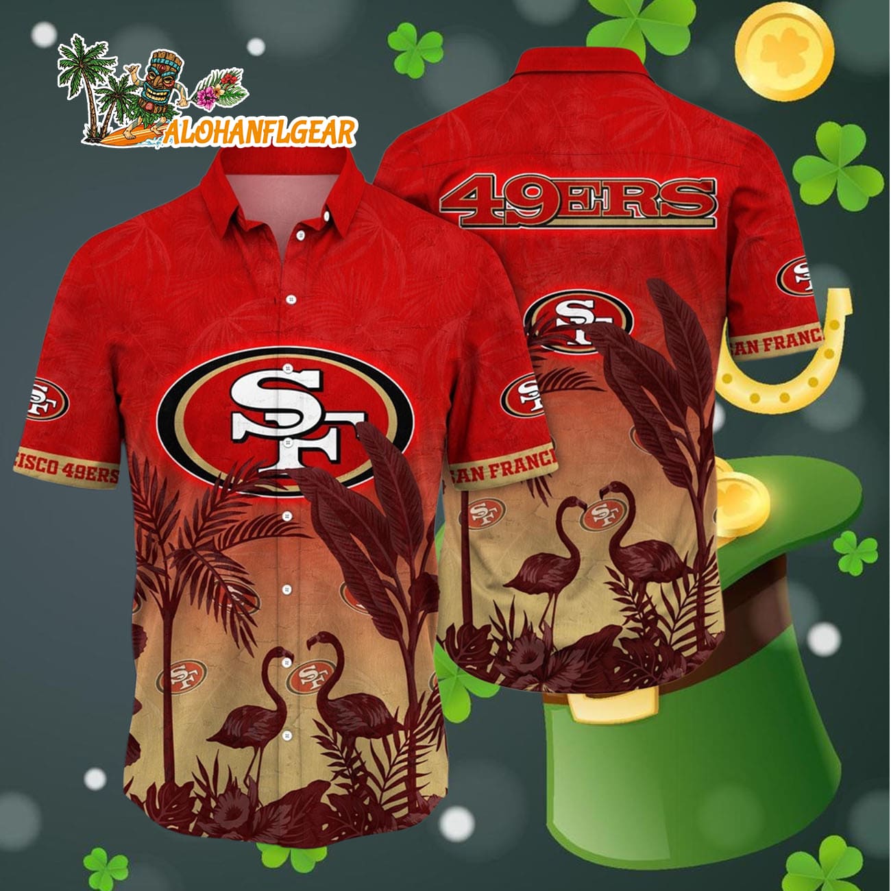 San Francisco 49ers Flamingo And Flower Funny Hawaiian Shirt, San Francisco 49ers Aloha Shirt San Francisco 49ers Flamingo And Flower Funny Hawaiian Shirt, San Francisco 49ers Aloha Shirt