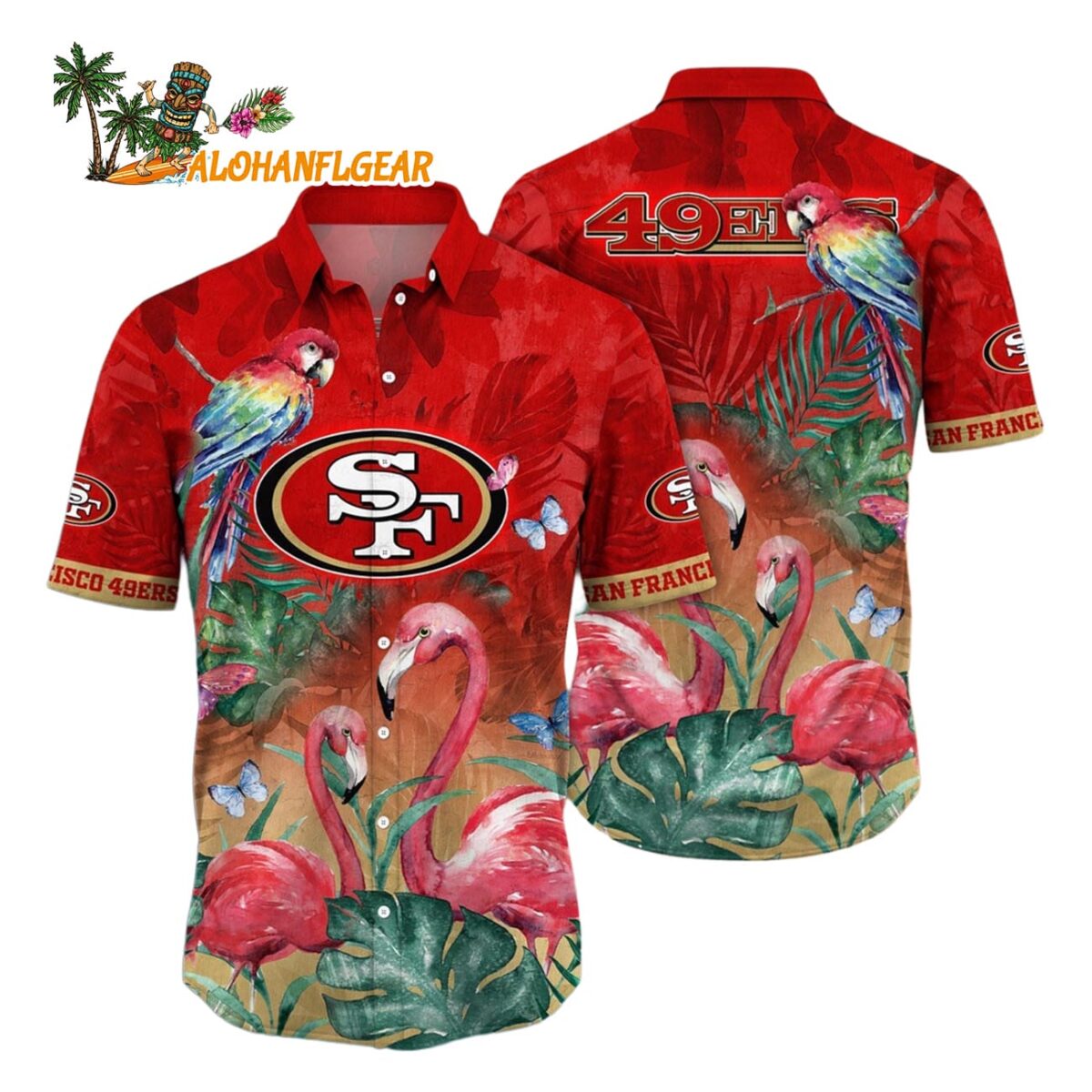 San Francisco 49ers Flamingo And Flower Hawaiian Shirt San Francisco 49ers Aloha Shirt 1