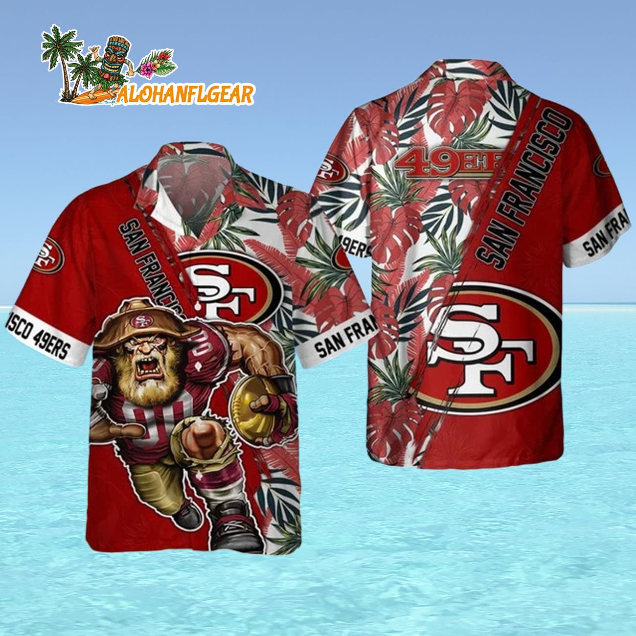 San Francisco 49ers Mascot Summer Hawaiian Shirt, San Francisco 49ers Aloha Shirt San Francisco 49ers Mascot Summer Hawaiian Shirt, San Francisco 49ers Aloha Shirt