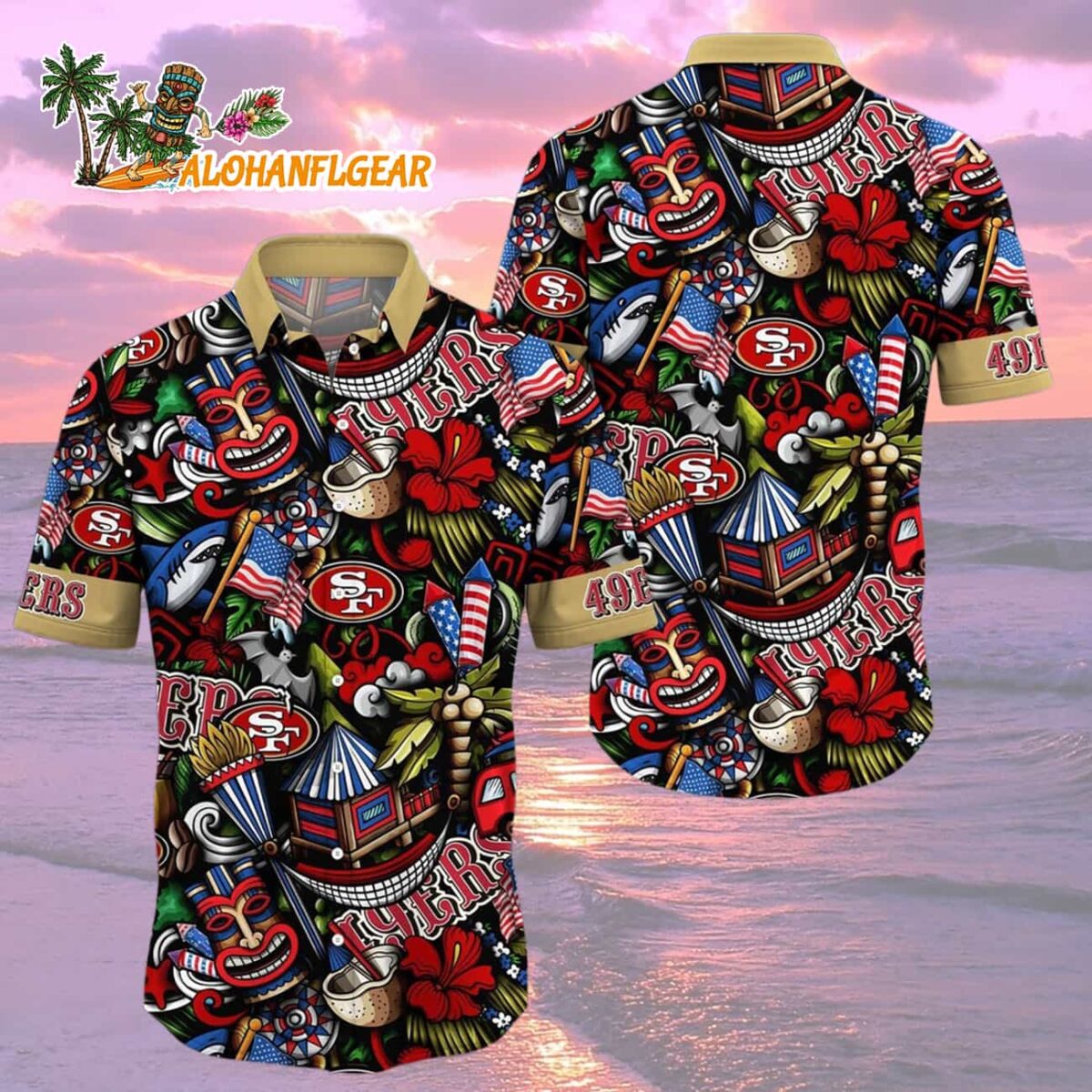 San Francisco 49ers Tiki Me Off Hawaiian Shirt San Francisco 49ers Aloha Shirt 2