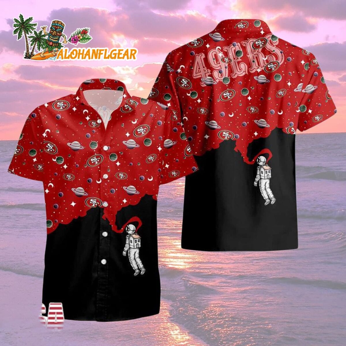 San Francisco 49ers Universal Astronaut Pattern Hawaiian Shirt San Francisco 49ers Aloha Shirt 2