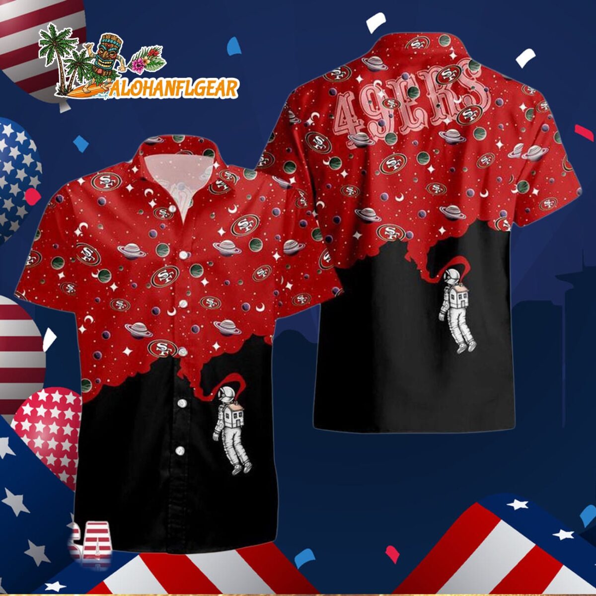 San Francisco 49ers Universal Astronaut Pattern Hawaiian Shirt San Francisco 49ers Aloha Shirt 3