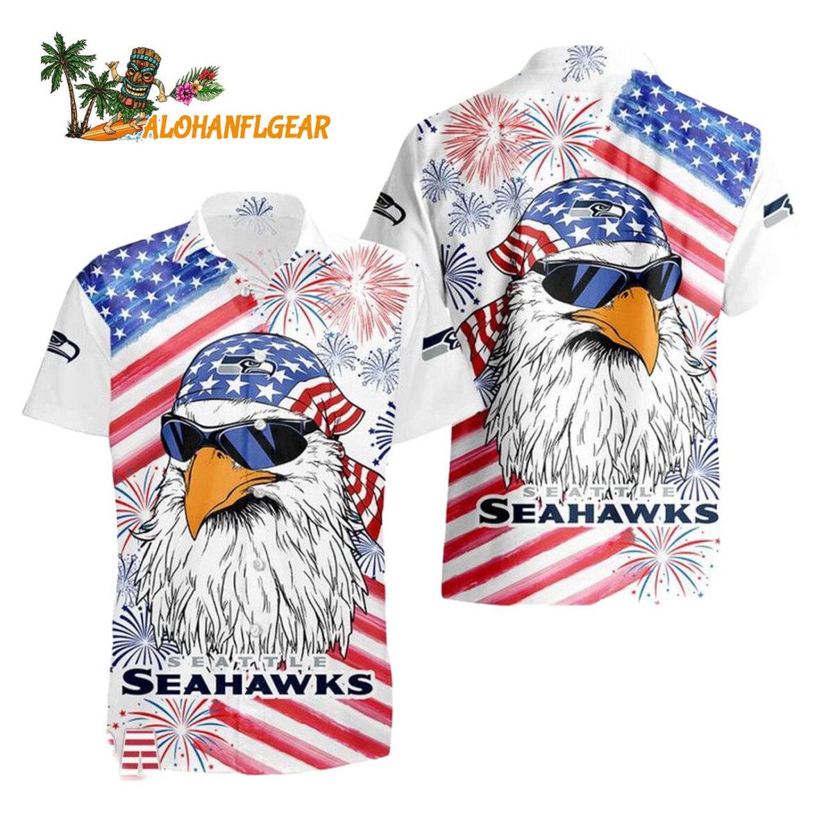 Seattle Seahawks American Eagle Emblem Hawaiian Shirt Seattle Seahawks Aloha Shirt 1
