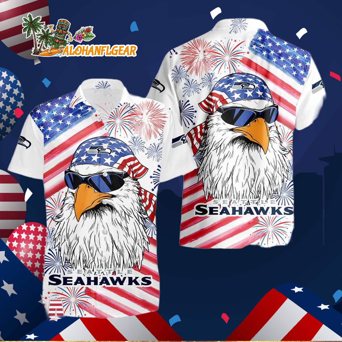 Seattle Seahawks American Eagle Emblem Hawaiian Shirt Seattle Seahawks American Eagle Emblem Hawaiian Shirt