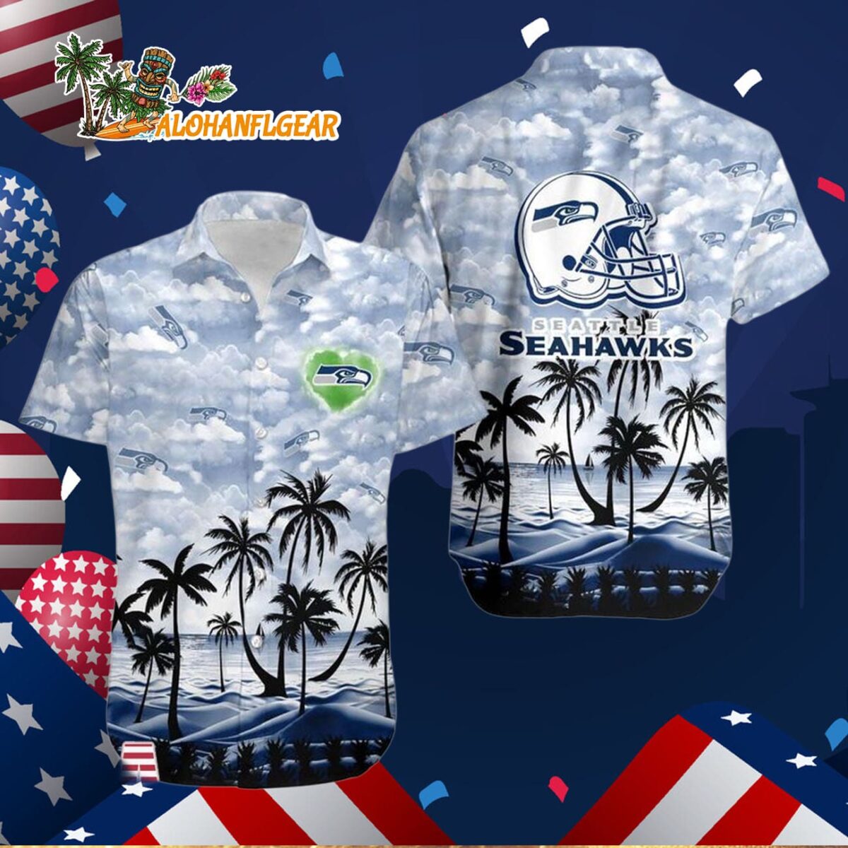 Seattle Seahawks Coconut Palms Limited Edition Hawaiian Shirt Seattle Seahawks Aloha Shirt 3