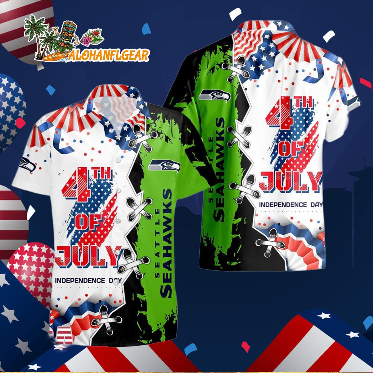 Seattle Seahawks Happy Independence Day Resurgence Hawaiian Shirt, NFL Aloha Shirt Seattle Seahawks Happy Independence Day Resurgence Hawaiian Shirt, NFL Aloha Shirt