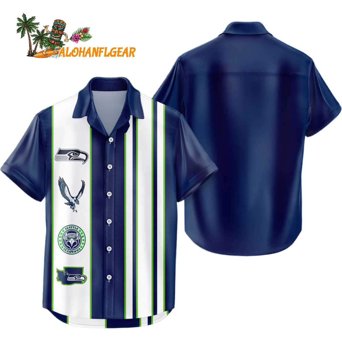 Seattle Seahawks Hawaiian Shirt Classic Color Contrast 1
