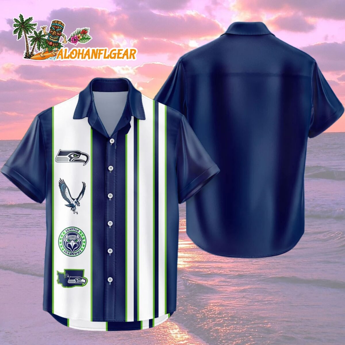 Seattle Seahawks Hawaiian Shirt Classic Color Contrast 2