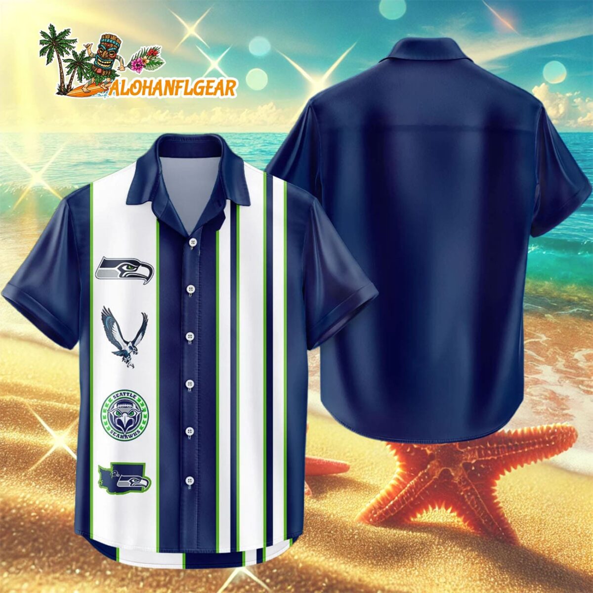 Seattle Seahawks Hawaiian Shirt Classic Color Contrast 3