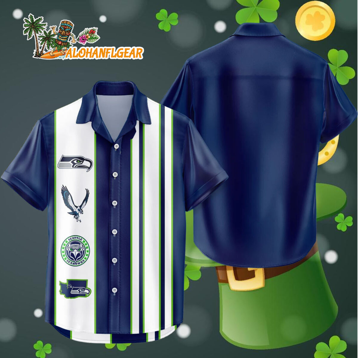 Seattle Seahawks Hawaiian Shirt Classic Color Contrast 4