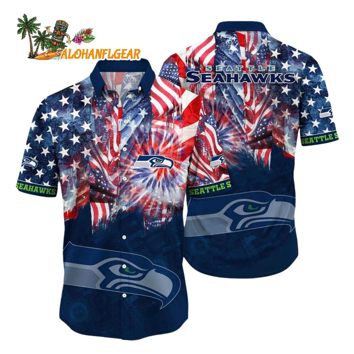 Seattle Seahawks Independence Day Hawaiian Shirt NFL Aloha Shirt 1