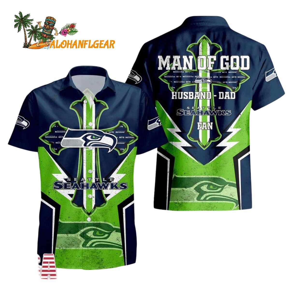 Seattle Seahawks Man Of God Gift For Fathers Day Hawaiian Shirt Seattle Seahawks Aloha Shirt 1