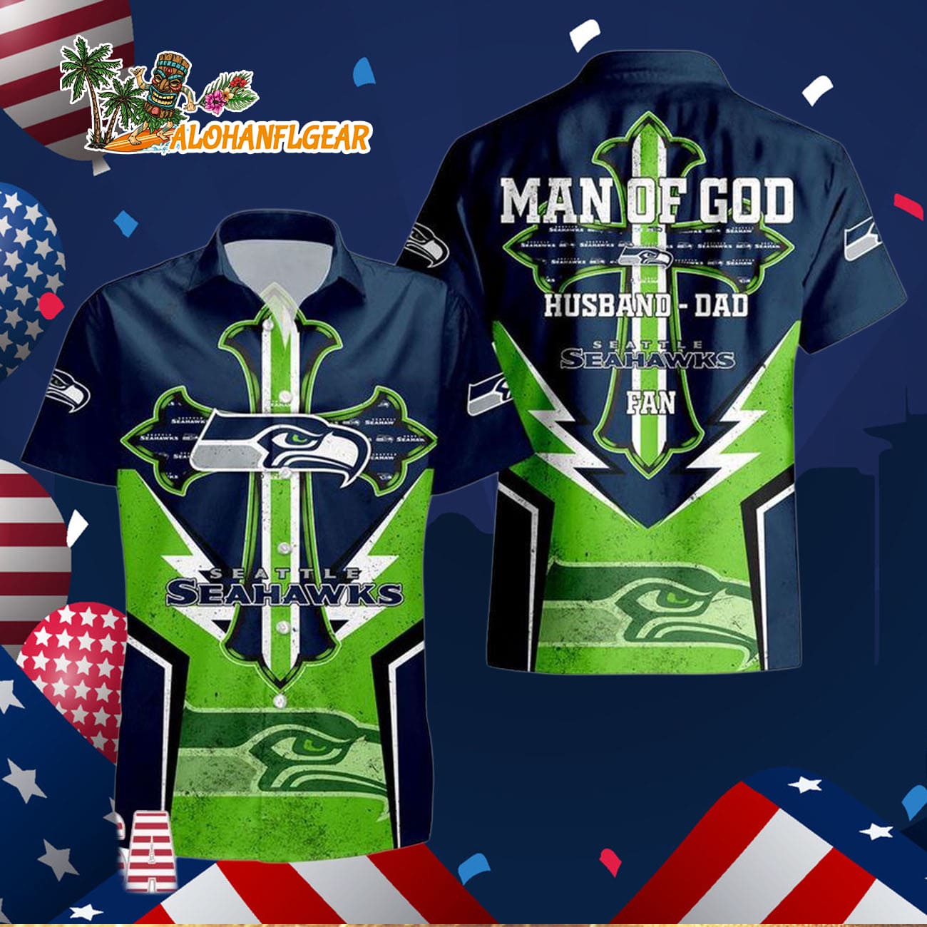 Seattle Seahawks Man Of God Gift For Fathers Day Hawaiian Shirt, Seattle Seahawks Aloha Shirt Seattle Seahawks Man Of God Gift For Fathers Day Hawaiian Shirt, Seattle Seahawks Aloha Shirt