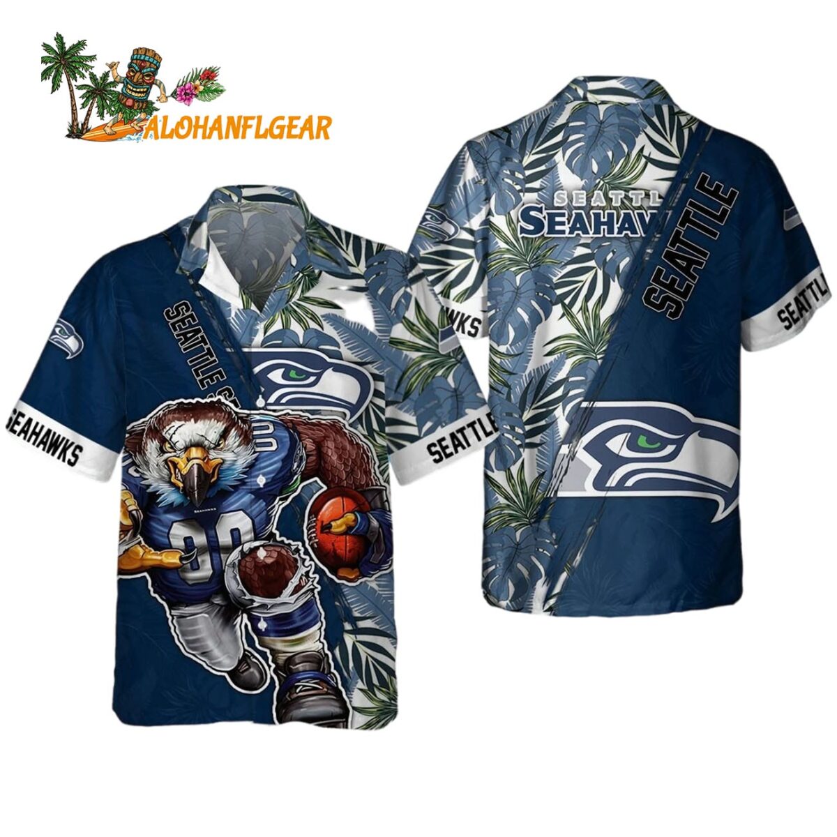 Seattle Seahawks Mascot Summer Hawaiian Shirt Seattle Seahawks Aloha Shirt 1