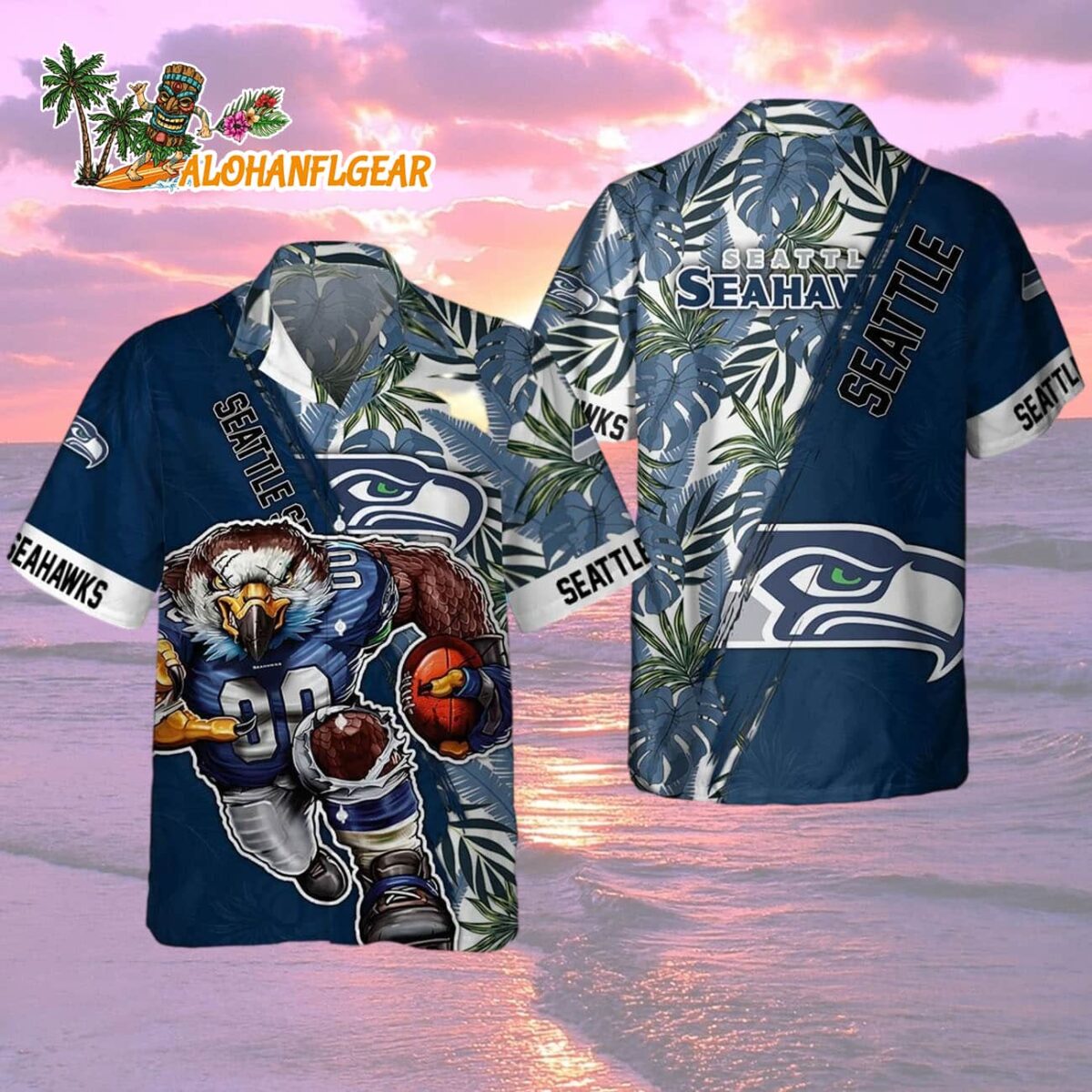Seattle Seahawks Mascot Summer Hawaiian Shirt Seattle Seahawks Aloha Shirt 2