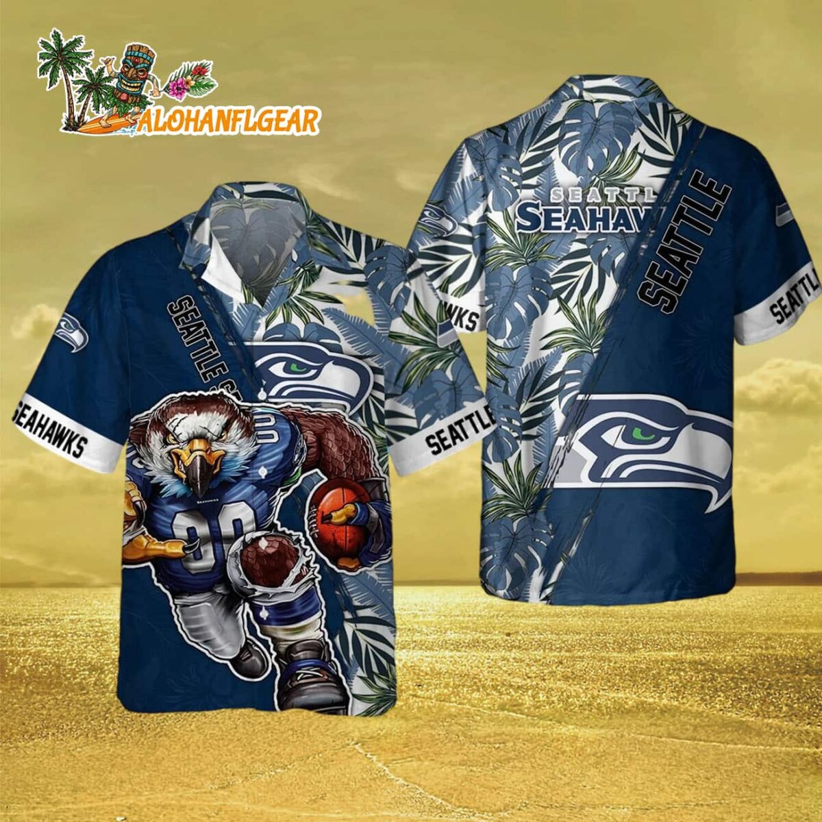 Seattle Seahawks Mascot Summer Hawaiian Shirt Seattle Seahawks Aloha Shirt 3