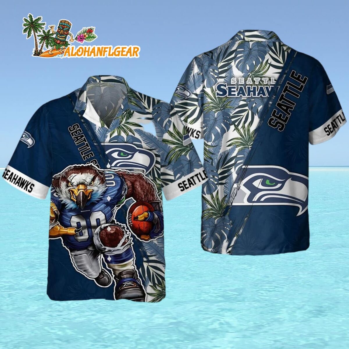 Seattle Seahawks Mascot Summer Hawaiian Shirt Seattle Seahawks Aloha Shirt 4
