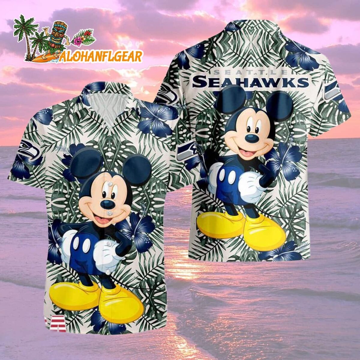 Seattle Seahawks Mickey Disney Limited Edition Hawaiian Shirt Seattle Seahawks Aloha Shirt 2
