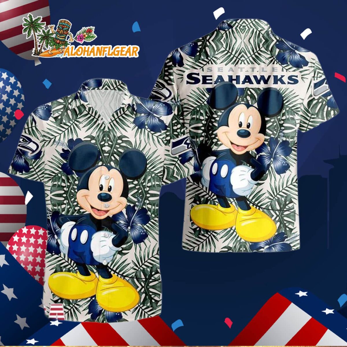 Seattle Seahawks Mickey Disney Limited Edition Hawaiian Shirt Seattle Seahawks Aloha Shirt 3