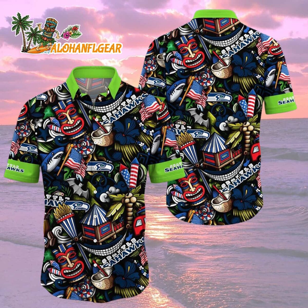 Seattle Seahawks Tiki Me Off Hawaiian Shirt Seattle Seahawks Aloha Shirt 2