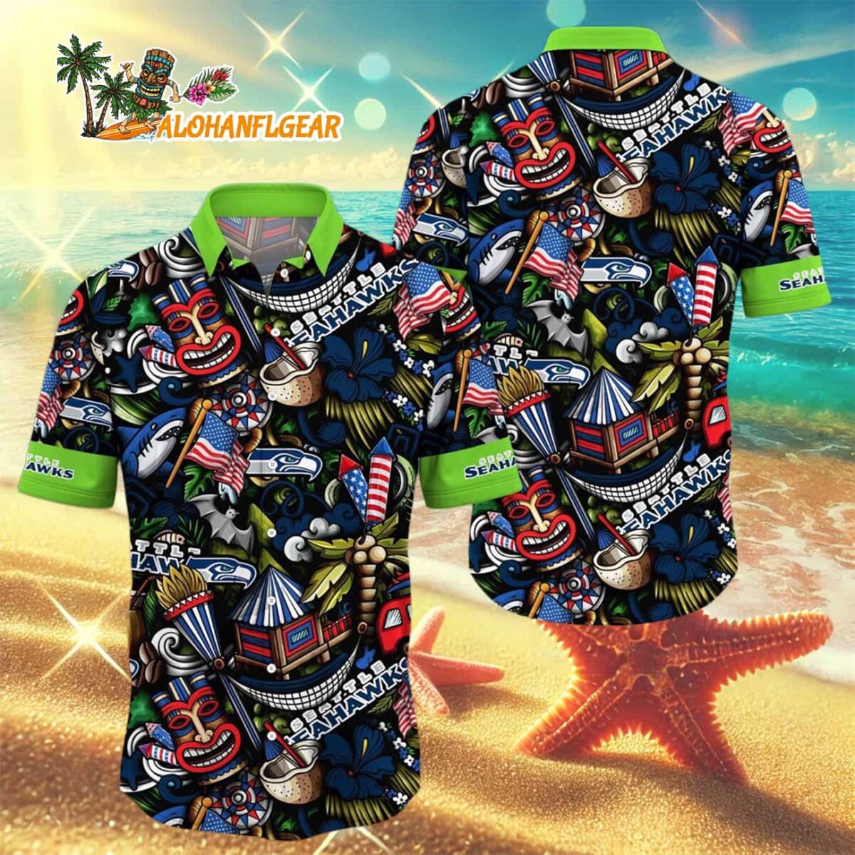 Seattle Seahawks Tiki Me Off Hawaiian Shirt Seattle Seahawks Aloha Shirt 3