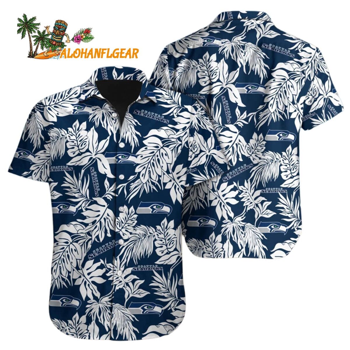 Seattle Seahawks Tropical Leafs Designs Hawaiian Shirt Seattle Seahawks Aloha Shirt 1
