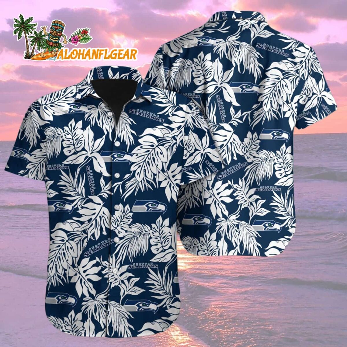 Seattle Seahawks Tropical Leafs Designs Hawaiian Shirt Seattle Seahawks Aloha Shirt 2