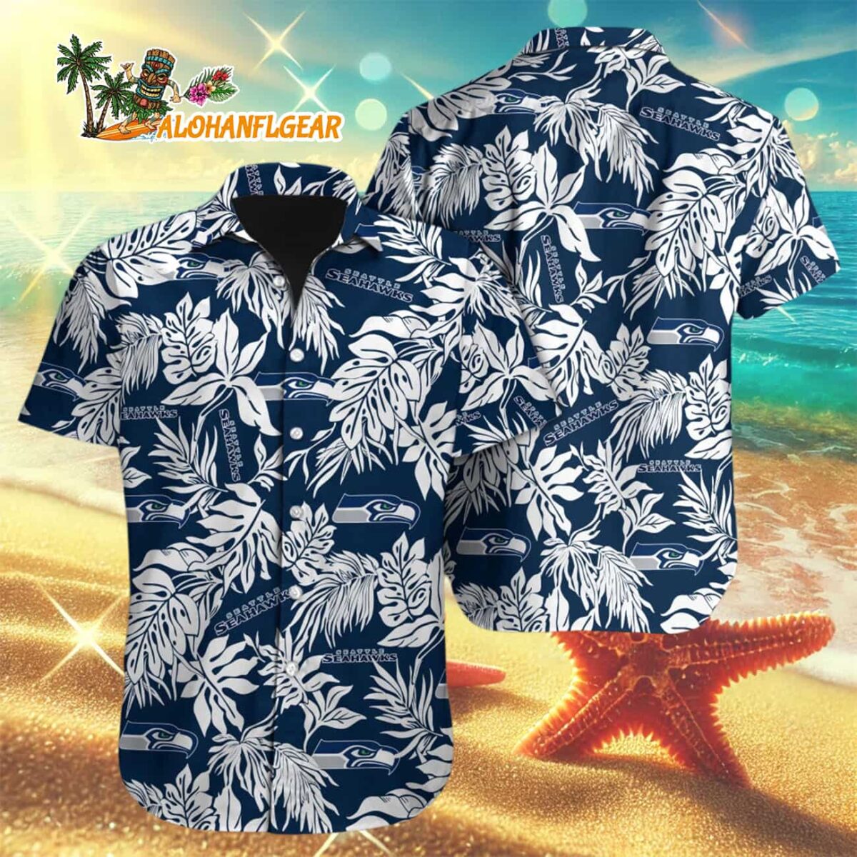 Seattle Seahawks Tropical Leafs Designs Hawaiian Shirt Seattle Seahawks Aloha Shirt 3