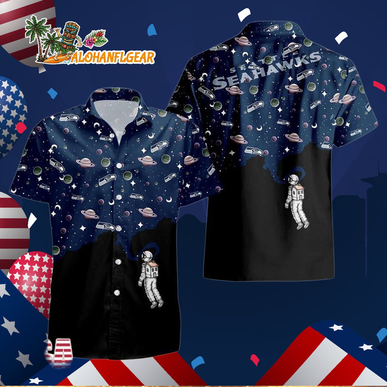 Seattle Seahawks Universal Astronaut Pattern Hawaiian Shirt, Seattle Seahawks Aloha Shirt Seattle Seahawks Universal Astronaut Pattern Hawaiian Shirt, Seattle Seahawks Aloha Shirt
