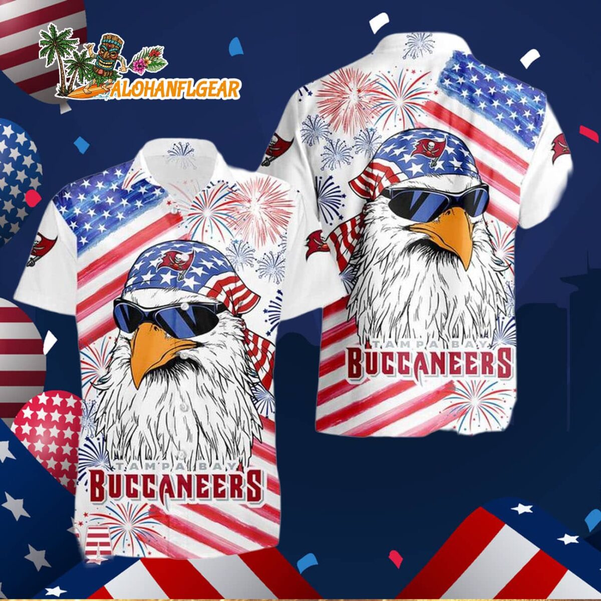 Tampa Bay Buccaneers American Eagle Emblem Hawaiian Shirt 2 Tampa Bay Buccaneers American Eagle Emblem Hawaiian Shirt Tampa Bay Buccaneers Aloha Shirt 3