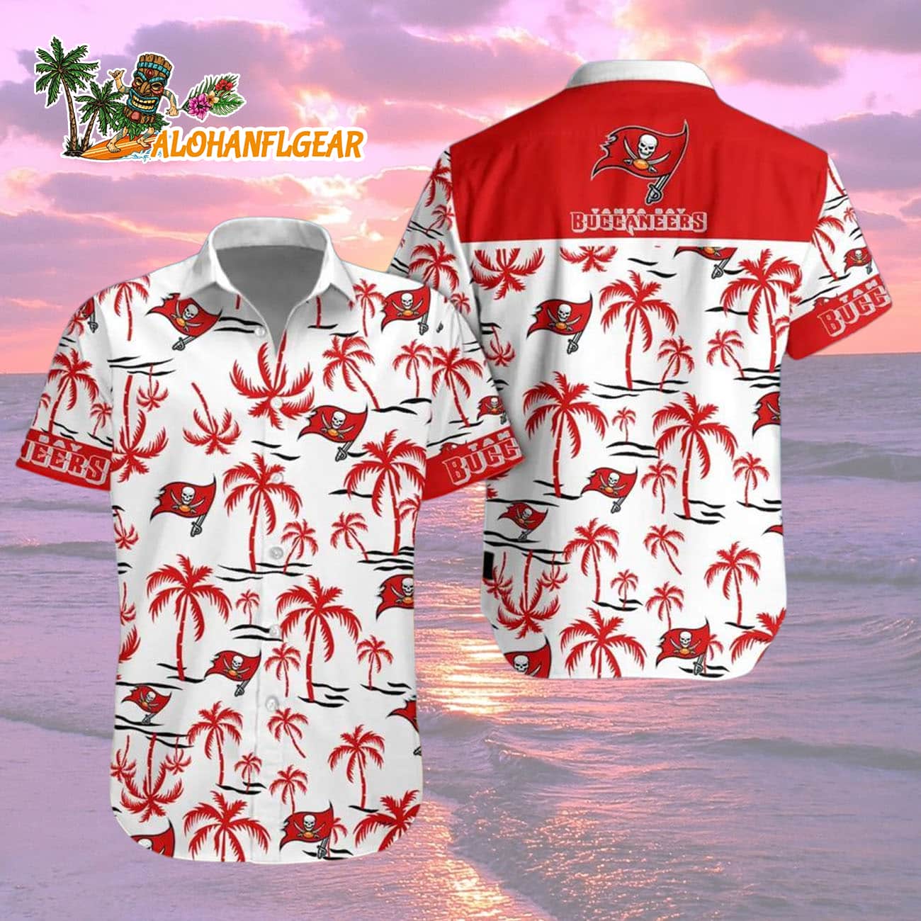 Tampa Bay Buccaneers Coconut Logo Beach Hawaiian Shirt, NFL Aloha Shirt Tampa Bay Buccaneers Coconut Logo Beach Hawaiian Shirt, NFL Aloha Shirt