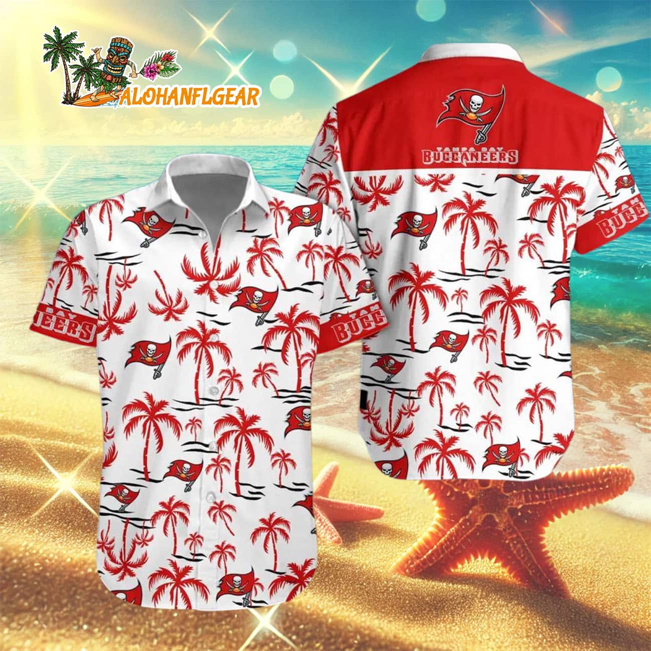 Tampa Bay Buccaneers Coconut Logo Beach Hawaiian Shirt, NFL Aloha Shirt Tampa Bay Buccaneers Coconut Logo Beach Hawaiian Shirt, NFL Aloha Shirt