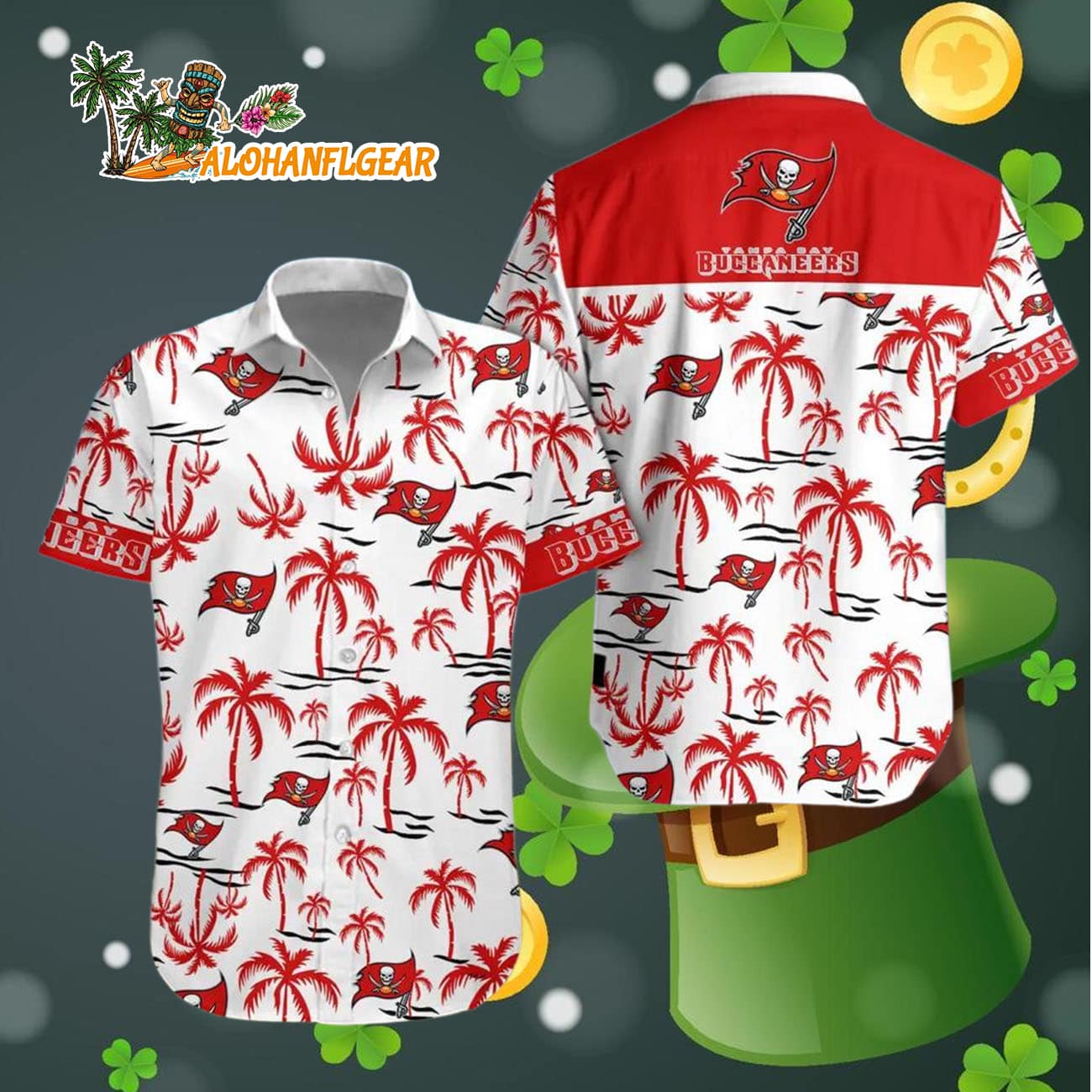 Tampa Bay Buccaneers Coconut Logo Beach Hawaiian Shirt, NFL Aloha Shirt Tampa Bay Buccaneers Coconut Logo Beach Hawaiian Shirt, NFL Aloha Shirt